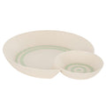 DAVIS & WADDELL SALTARA BAMBOO FIBRE ROUND CHIP & DIP PLATTER DARK GREEN & MINT GREEN 37.8X32X5.1CM