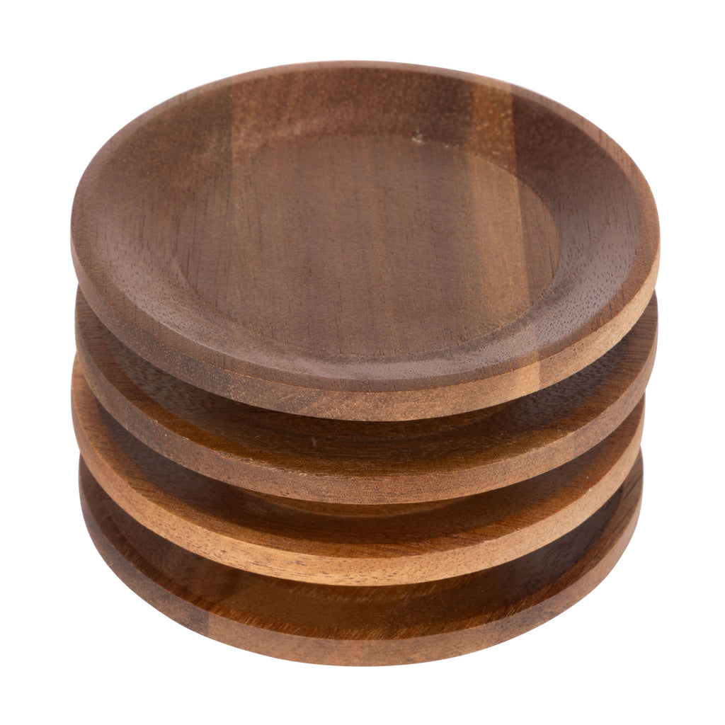 DAVIS & WADDELL CANTINA ACACIA WOOD MINI SERVING PLATES 4PCS SET NATURAL 9X9X2CM
