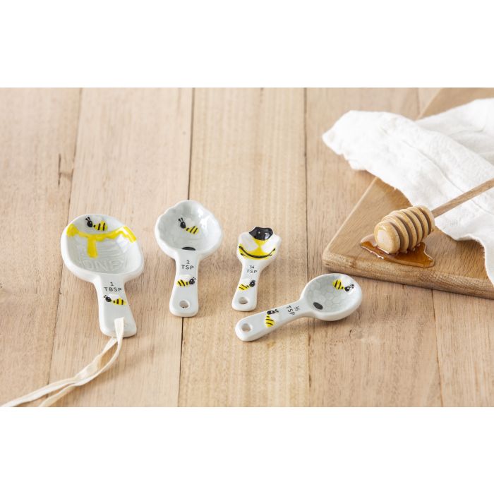 DAVIS & WADDELL BEETANICAL MEASURING SPOONS 13X6.5X2.5CM YELLOW & BLACK