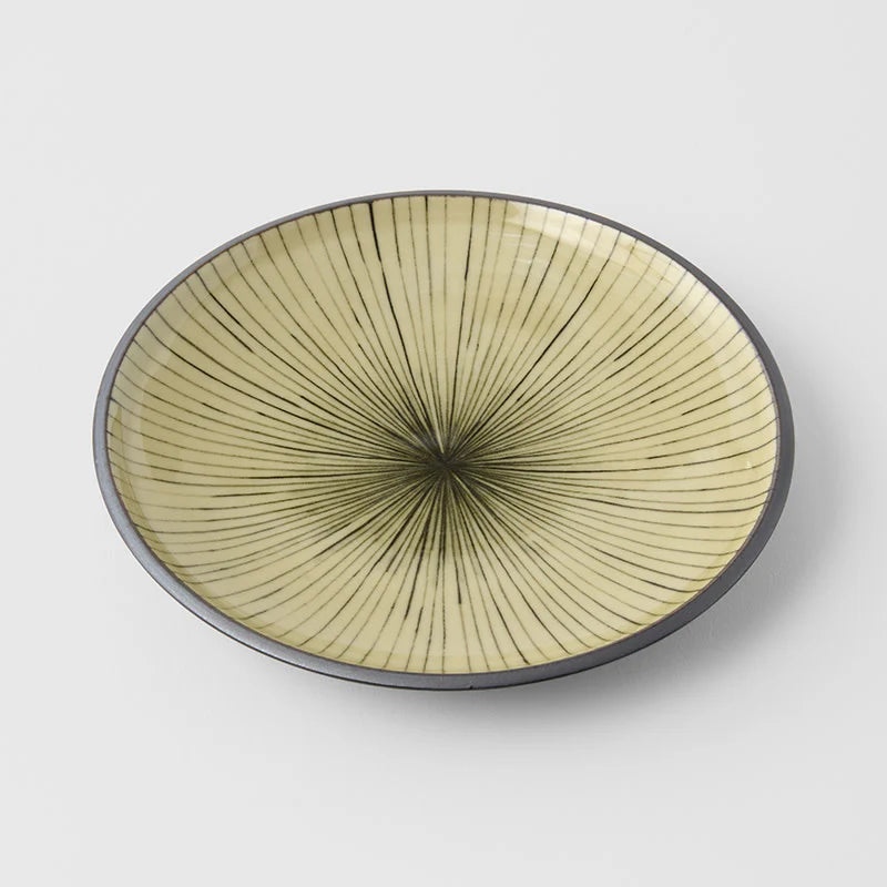 Tapas Plate 17cm Green Converging Line Glaze