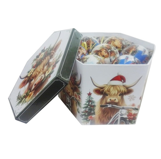 Bauble Box 7.5cmx14 Cow (Highland Cows)