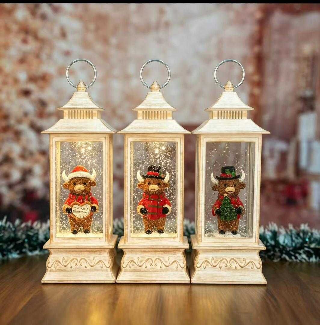 Christmas Snow Lantern – Highland Cow Collection (sold individually)