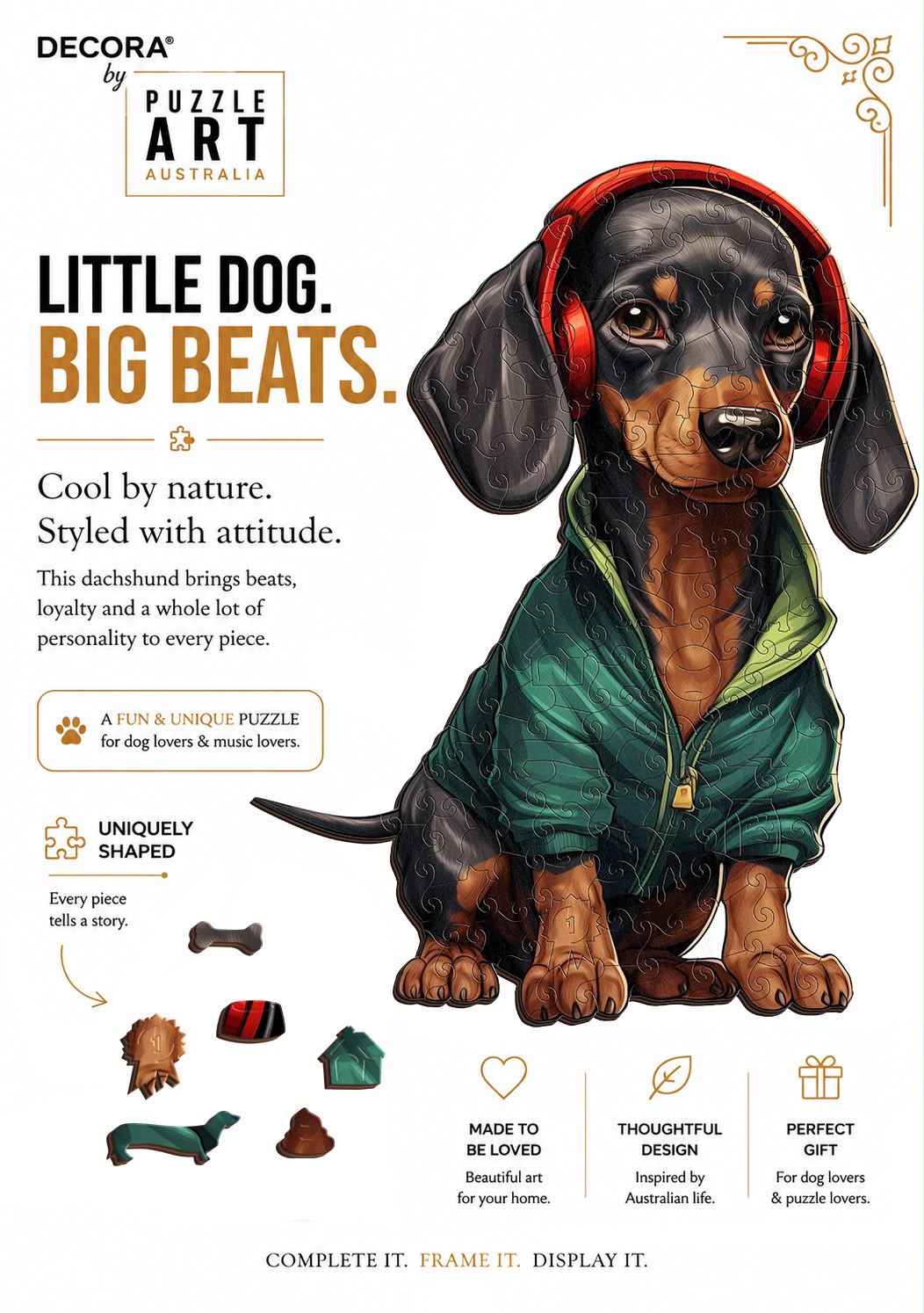 Hip Hop Dachshund Wooden Puzzle