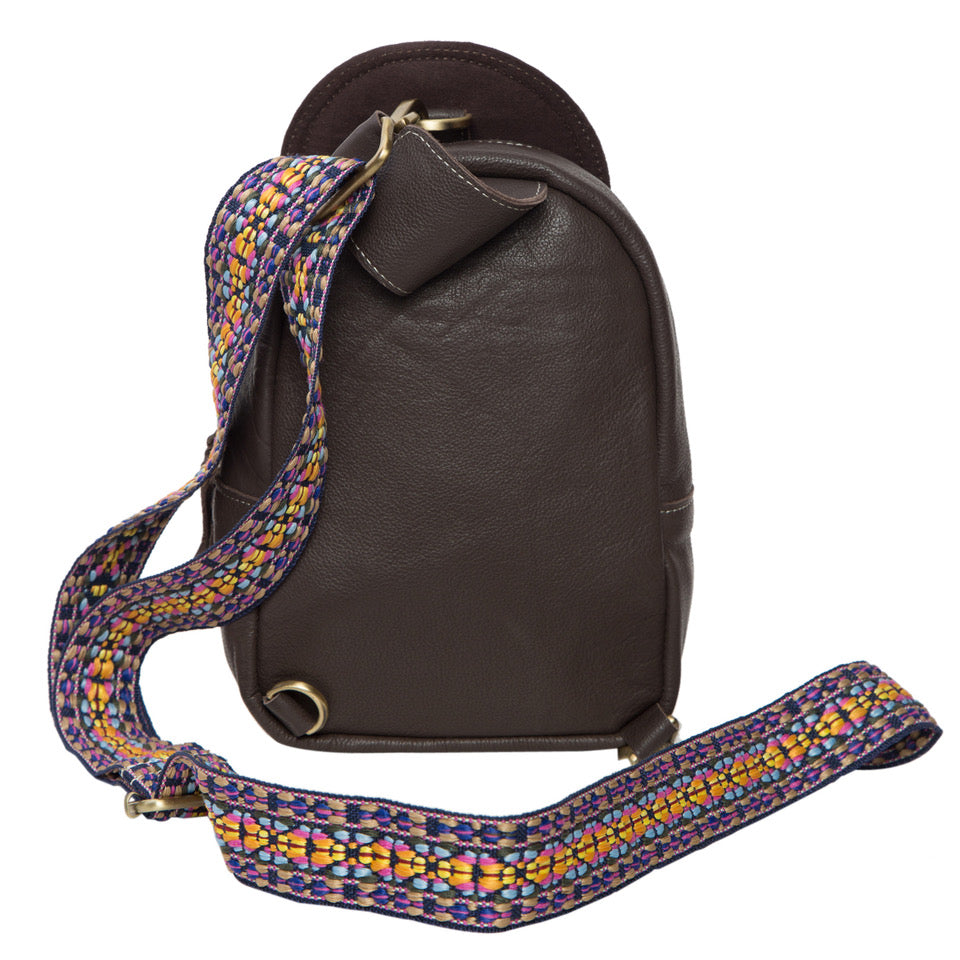 Tooling Leather Cowhide Knapsack with Horse Motif and Turq Paint Highlight- AT63 – Pucon