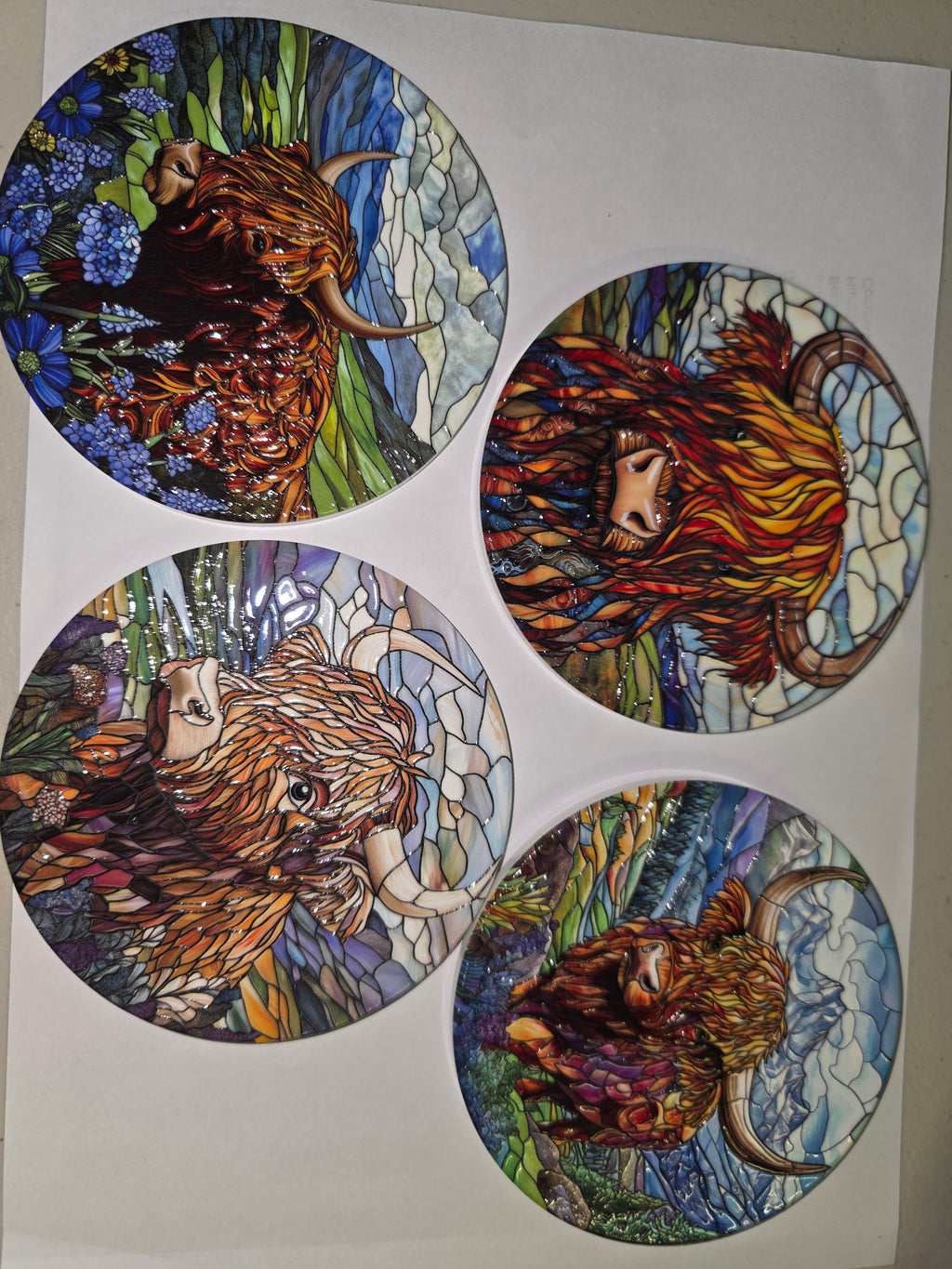 Highland Cow Mosaic Coasters – Set of 4