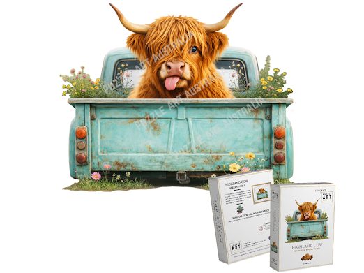 Highland Cow Country Ride Wooden Puzzle