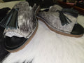Black & White Hairon Tassel Flats – Cowhide Footwear
