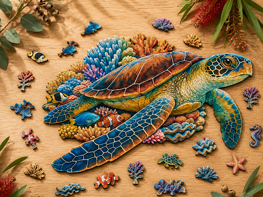Green Sea Turtle Wooden Puzzle