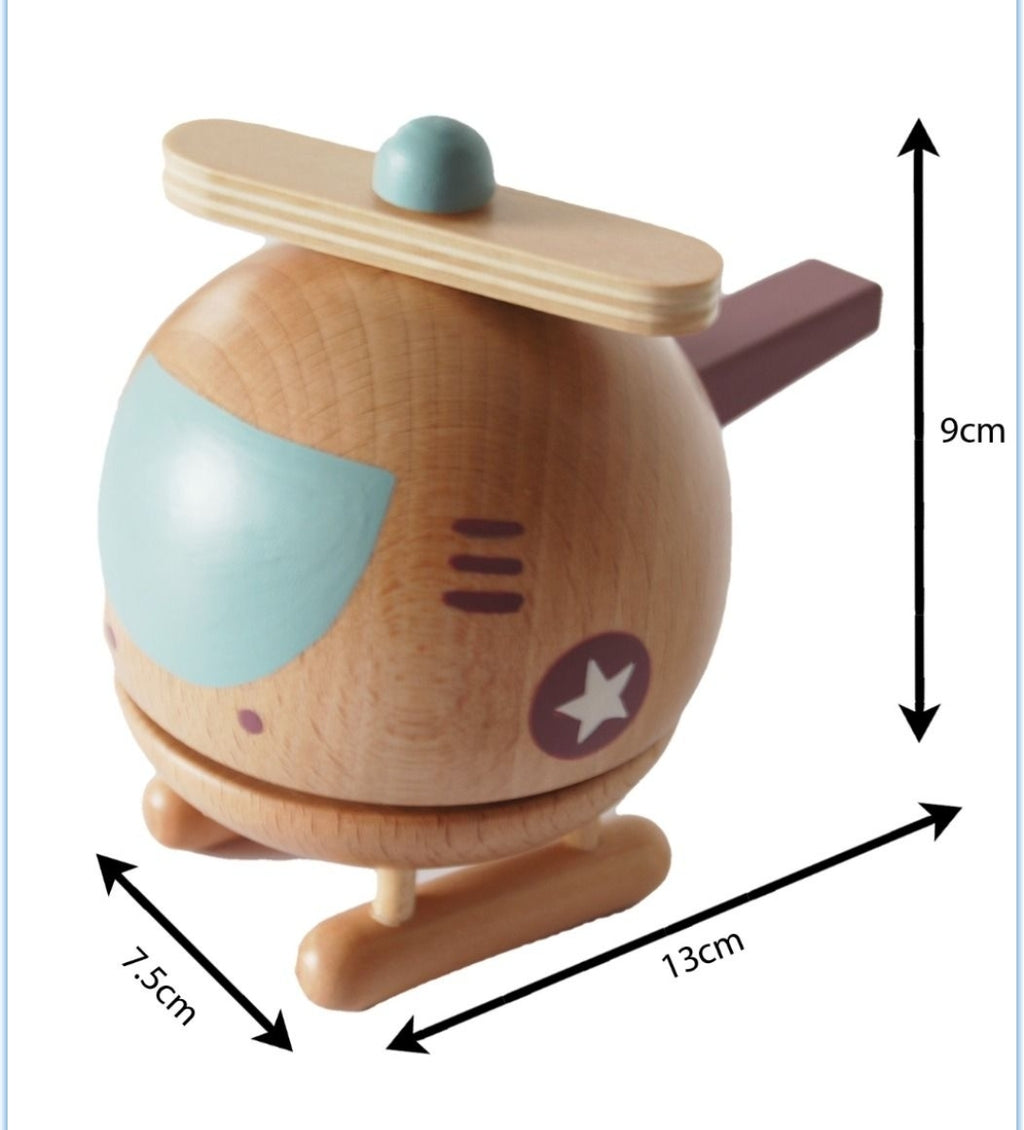 Wooden Helicopter Music Box
